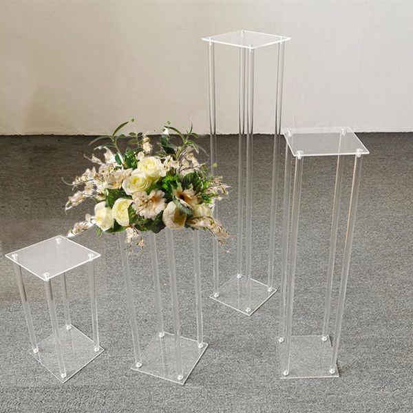 Decoração de festa 10pcs/ lote vaso acílico Tabela de flores clara peça central casamento