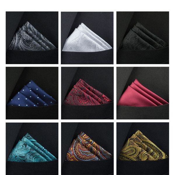 Pocket Square Taschentuch Accessoires Bräutigam Krawatten Paisley Solid Colors Vintage Business Anzug Brustschal 25x25 cm