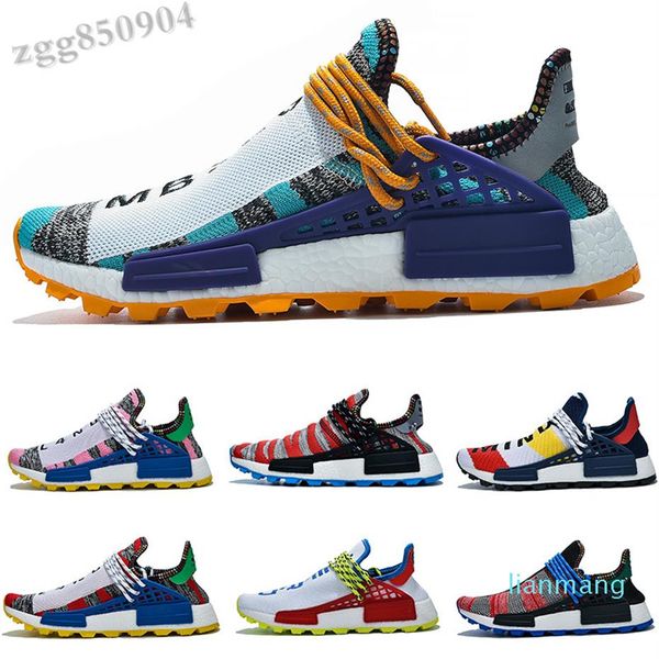 

2021 nmd human race men shoes women pharrell williams hu runner black yellow red grey mens sports sneakers size 36-47265p, Black;brown