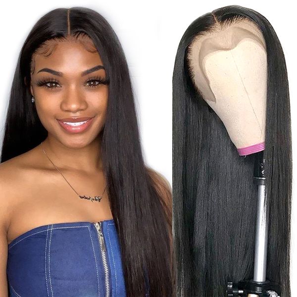 

lx brand straight lace front wig 360 brazilian human hair lace front wig 5x5 closure 4x4 lace wig bone straight human hair wigfactory direct, Black