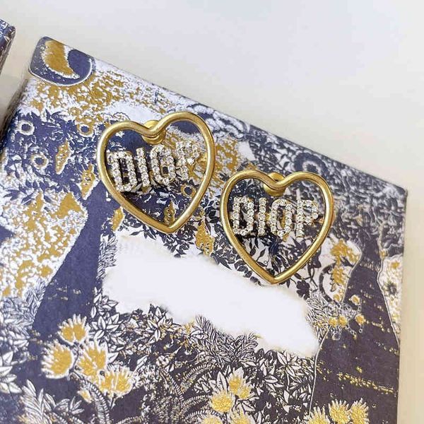 

new fashion trend luxury jewelry designer wholesale d family love diamond studded earrings letter female pure sier needle versatile dc, Silver