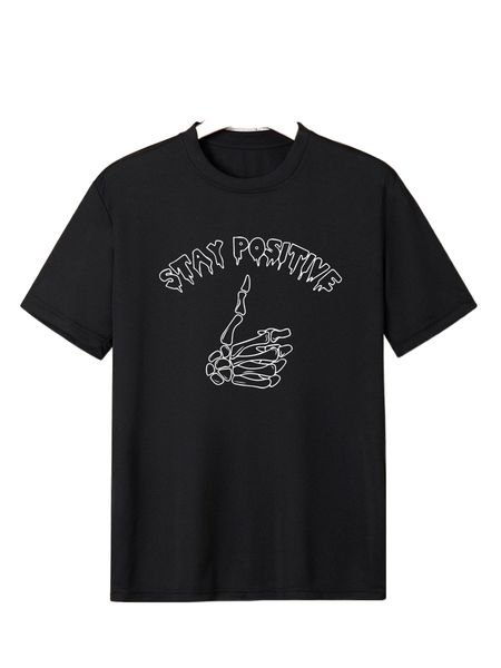 

men skeleton and slogan graphic tee k5qz#, White;black