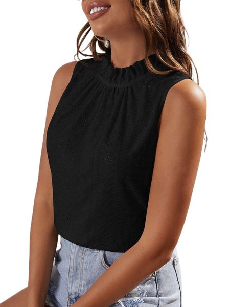 

frill trim schiffy tie back tank e3ml#, White