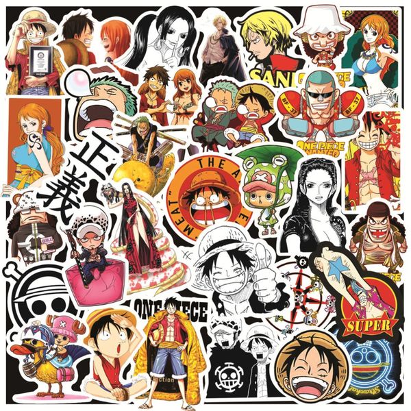 50 pçs/lote ONE PIECE Luffy Stickers Anime Sticker Notebook Moto Skateboard Computer Phone Mobile Cartoon Toy Trunk