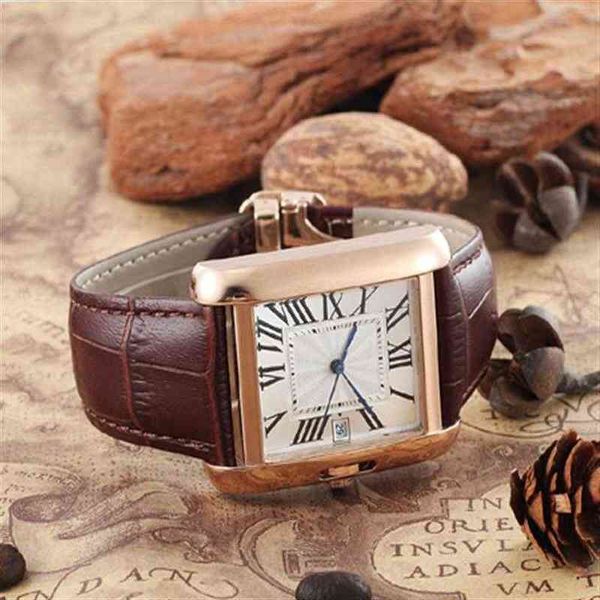 

tank cart fashion women's watch 2019 fashion brand rose gold watches tank w5200027 leather strap 41mm luxury mechanical automatic watch, Slivery;brown