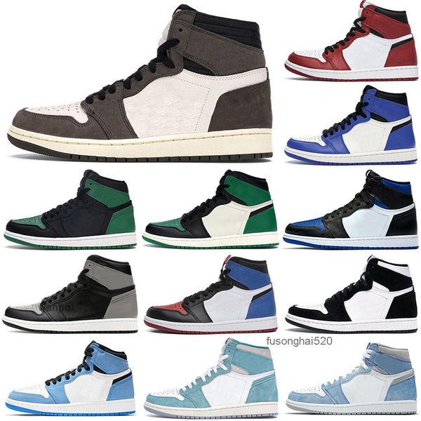

2022 new classic original jumpman 1s basketball shoes 1 men's turbo green hyper royal unc dark mocha obsidian tie dye court purple bred