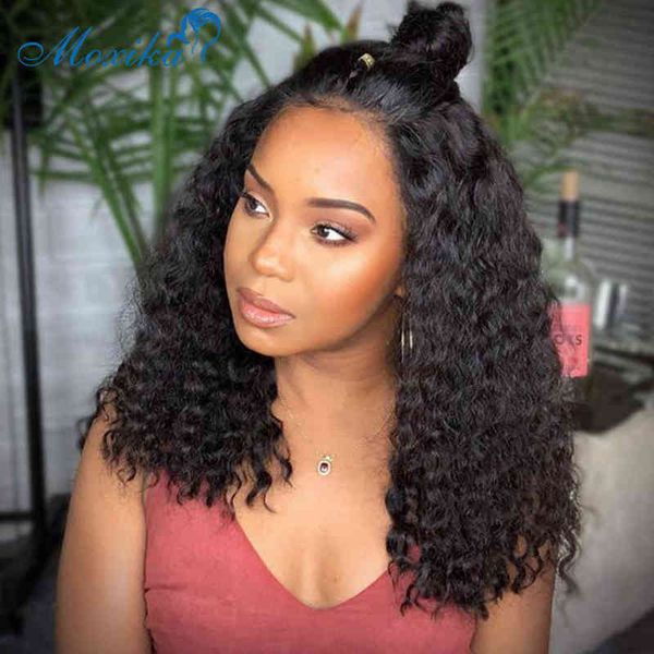 

curly lace front human hair wigs 13x4 frontal brazilian sale bob 220608, Black