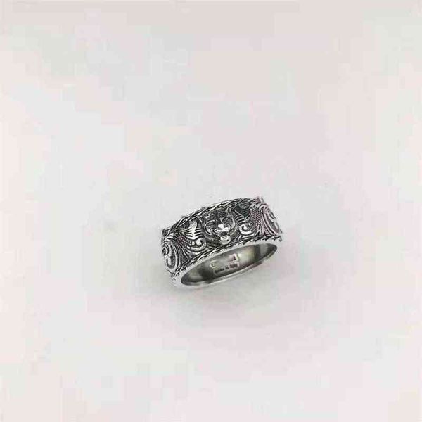 

sterling 925 silver black tiger head ring retro classic sterling silver tiger head ring male and female hip-hop tiger head ring255r