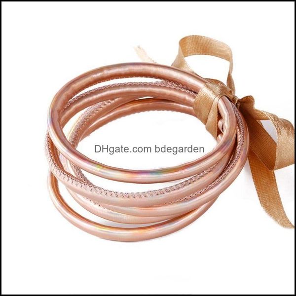 

charm bracelets jewelry 5pcs bohemia glitter jelly bangle bracelet set bowtie pu leather hoop 45bc1056033 dr dhsvd, Golden;silver