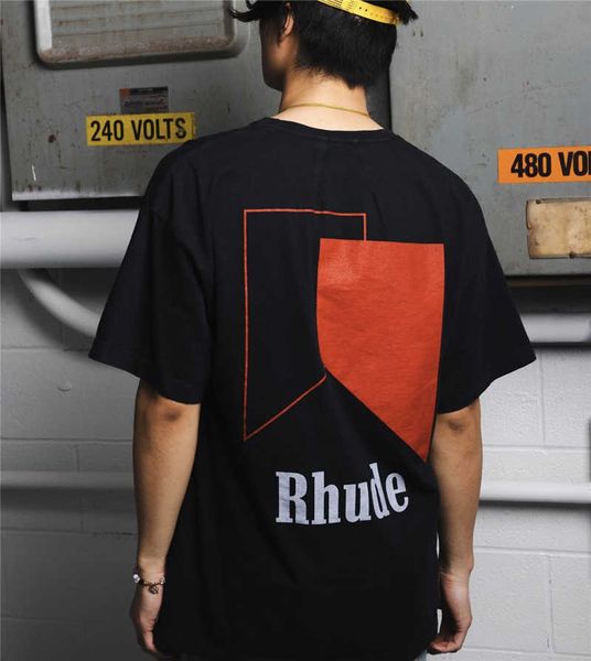 

brand designer men t shir rhude 2022ss tee men women 1 qualiy graphic shir oversize high sree shor sleeve, White;black
