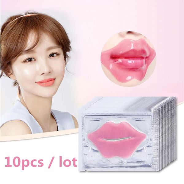 Уход за кожей 10 шт. Красота супер губа Plumper Pink Crystal Collagen Mask Patches Moisture морщины и корейская косметика