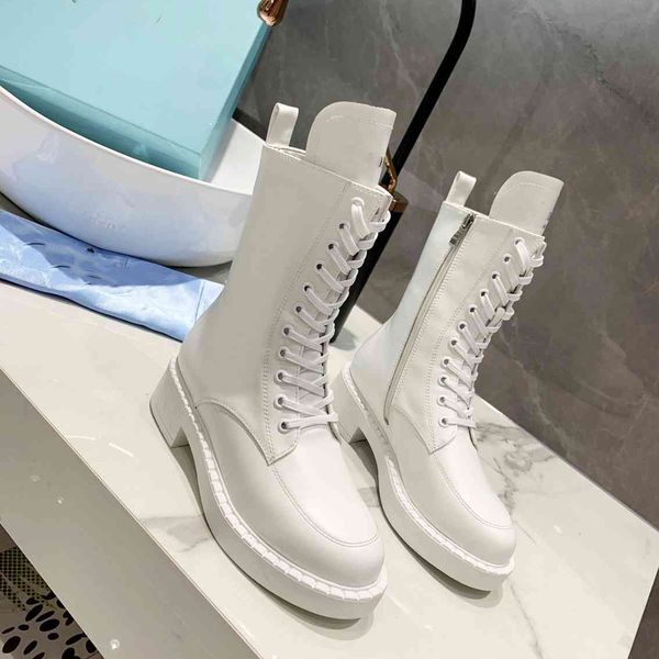 

designer boots fashion prads nylon leather boot women autumn winter shoes letters luxury ghh, Black