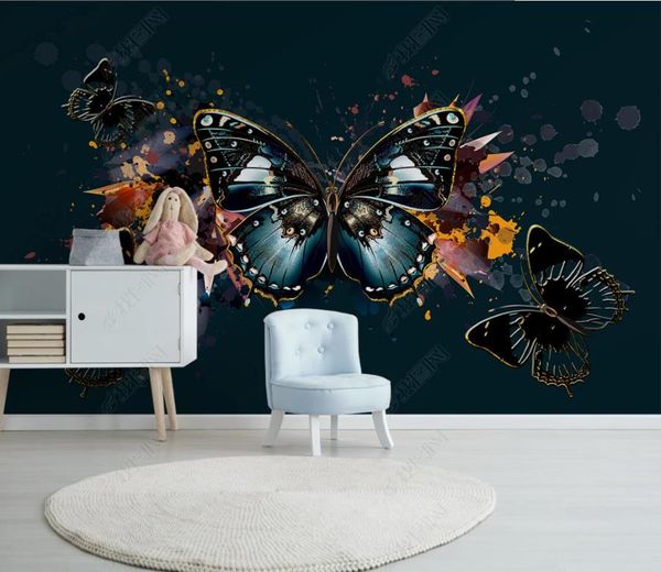Personalize os papéis de parede decoração de casa adesivos de parede modernos minimalistas HD colorido de fundo de fundo de borboleta murais de parede de parede