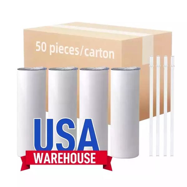 

us stock mugs 16oz glass mugs 20oz stainless steel tumblers sublimation blanks coffee tea drinkware cups with lid and straw