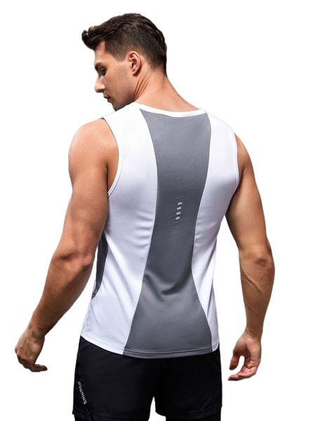 

men two tone letter graphic sports tank c5gs#, White;black