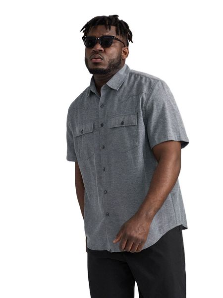 

extended sizes men flap pocket shirt b29d#, White;black