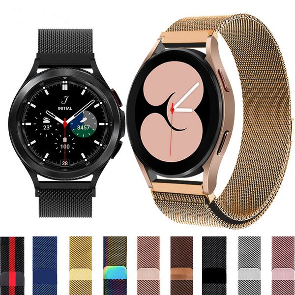 Cinturini in metallo con anello magnetico per Samsung Galaxy Watch 4 Cinturino in acciaio inossidabile Bracciale in maglia di ricambio 20mm 22mm