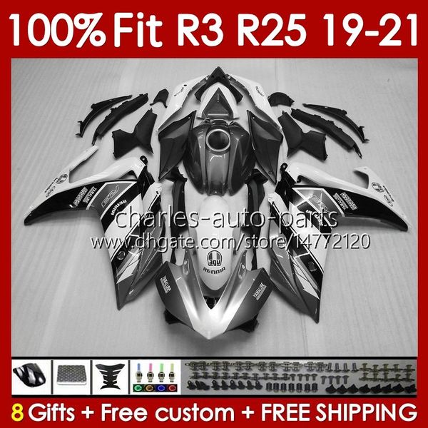 Kit de fadas de OEM para Yamaha YZF-R3 YZF-R25 YZFR3 YZFR25 19-21 BODY 141NO.123 100% FIT YZF R 3 25 R-25 2019 2020 2021 Frame R3 R25 19 20 21 Molde de injeção Bodywork Bodywork preto preto preto preto