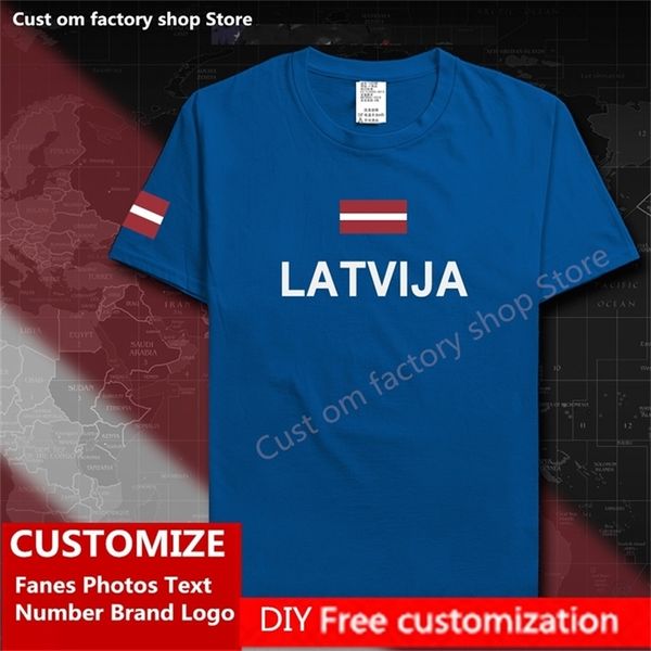 Latvija Country Bandle Tir shirt Diy Jersey Custom Fãs Número Número da marca de algodão T Men Mulheres Mulheres Loose Sports Camiseta LVA 220616GX