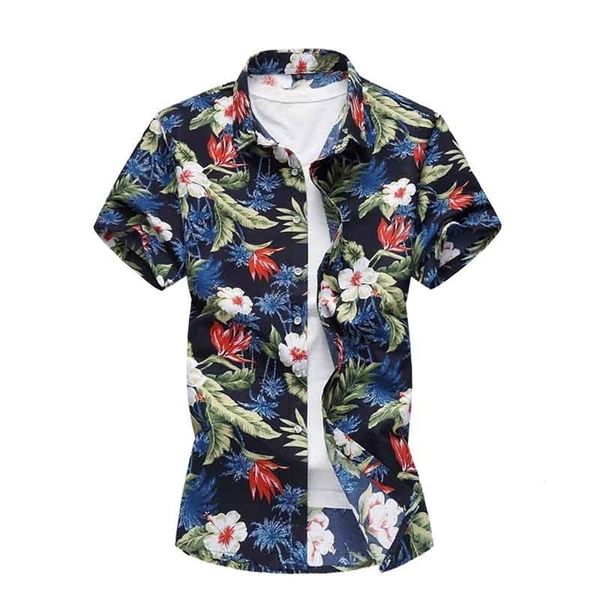 Tamanho plus size 4xl 5xl 6xl 7xl camisetas masculinas roupas masculinas de manga curta camisas florais camisa de férias de férias da praia 210412