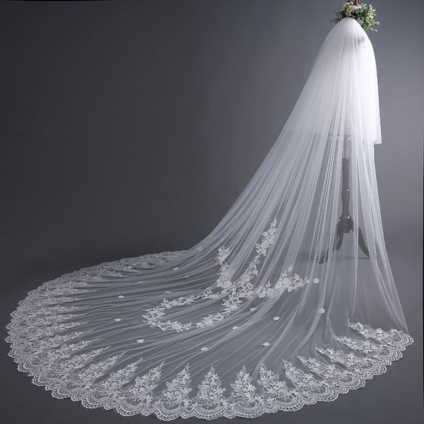 Velo da sposa avorio 3 * 3 m Accessori da sposa Veli da sposa con pettine Applique floreale 2 strati