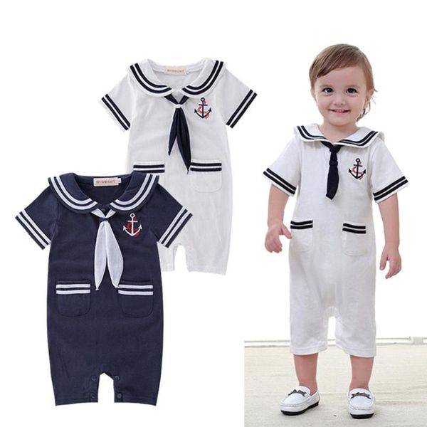 Completi di abbigliamento Lolanta Baby Toddler Ragazzi Ragazze Costume da marinaio Completo manica corta Pagliaccetto a righe Tutina estiva Regalo di compleanno C