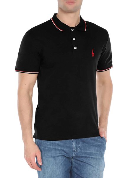 

men animal print contrast trim polo shirt y9cc#, White;black