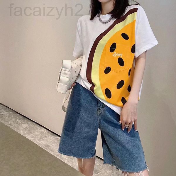 

women's t-shirt designer chaopai 22 early spring new fruit printed round neck short sleeve t-shirt men's and women's loose ve, White