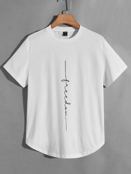 

men letter graphic curved hem tee t3aq#, White;black