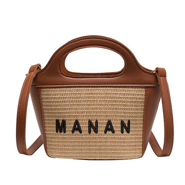 

designer straw bag 3 colors vegetable basket letter mini handbag for women in pu with seaside theme