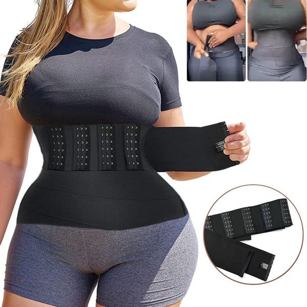 Shapers feminino me arrebatando embrulho de bandagem com ganchos feminino treinador de cintura bainha bainha longa modelador de corpo ajustável Beltwomen Bortwomen