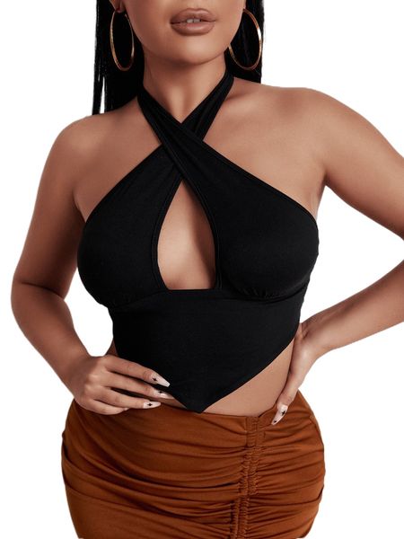 

sxy criss-cross tie backless halter v0eu#, White