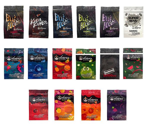 

kosmik edibles gummies bag classified flavor matte stand up smell proof empty candy packaging plastic mylar bag kocoa komets super nova