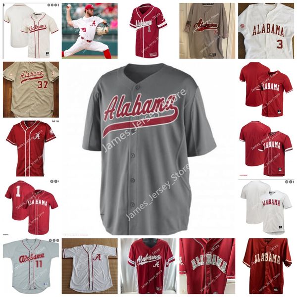 

ncaa alabama crimson tide baseball jersey 24 eric foggo 25 davis heller 26 grayson hitt 27 ben hess 28 eli giles 29 brayden gainey 30 jake l, Black