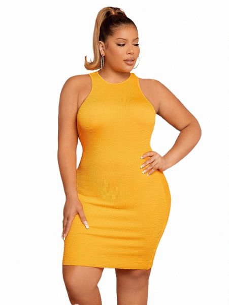 

sxy plus ribbed knit bodycon dress r958#, Black