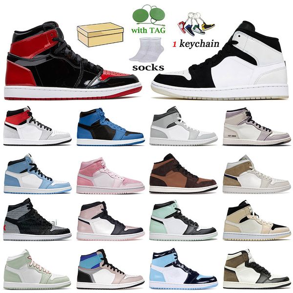 

high og patent bred diamond shorts jumpman 1 basketball shoes women mens tan suede light smoke grey shadow red armory navy university blue j