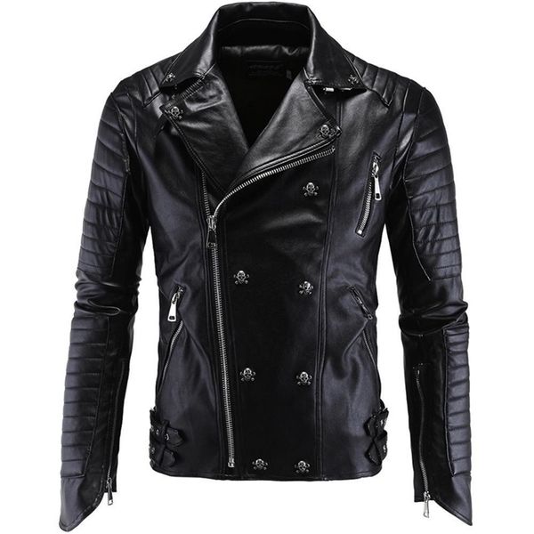 Boutique di moda punk uomo abbigliamento in pelle moto in pelle Slim PU giacca di pelle da uomo chaqueta hombre Y998 201116