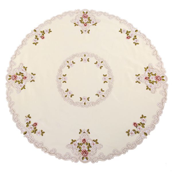 

round red floral flower embroidered table runner table cloth cutwork party decor
