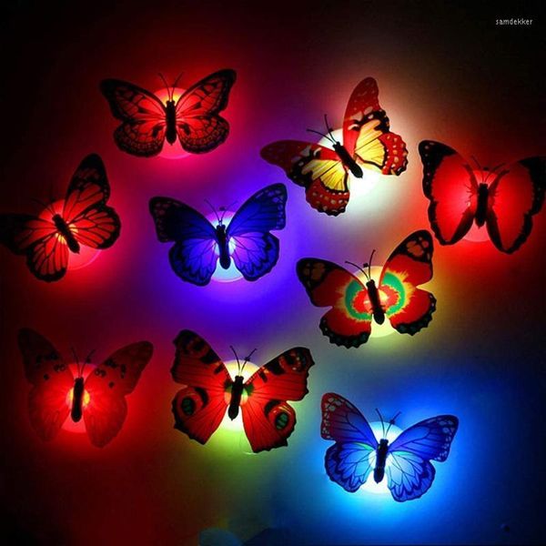 Saiten LED 20-5 stücke Bunte Schmetterling Wand Aufkleber Lampe Nacht Lichter Für Zimmer Schlafzimmer Tür Fenster Festival Hochzeit garten DekorationLED