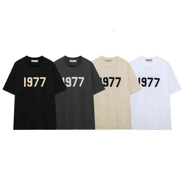 

men's t-shirts spring and summer fog season 7 main line 77 flocking digital short sleeves, White;black