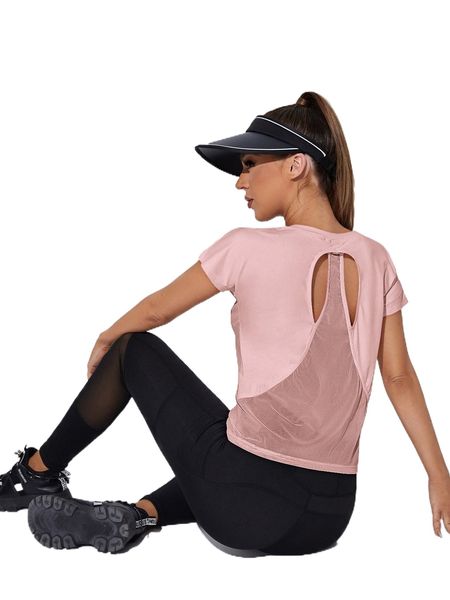 

breathable softness cut-out sports tee f9sb#, Gray
