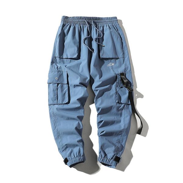 

men's pants 2022 streetwear mens cargo jogger casual sweatpants track trousers, Black