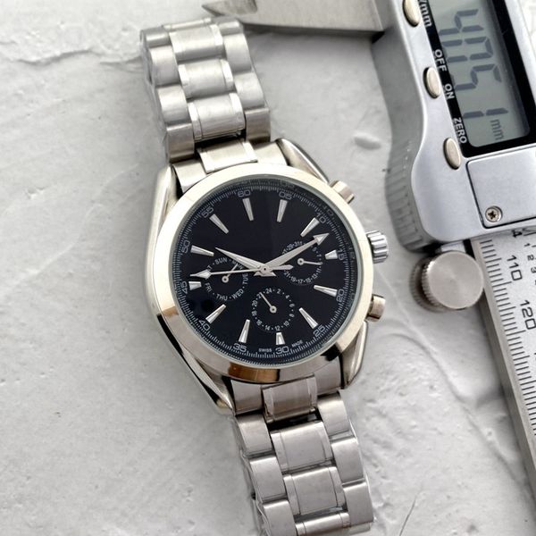 

men watch stainless steel six stitches all dials work 40mm machinery luxury brand automatic mechanical movement watches fashion om type two, Slivery;brown