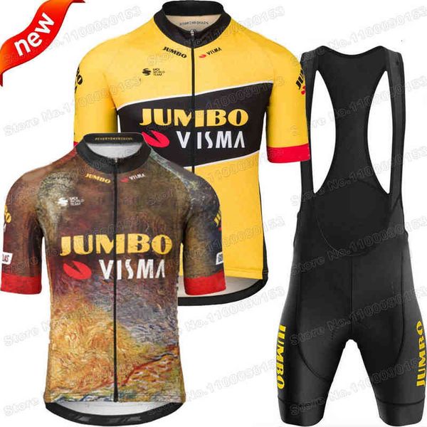 

2022 jumbo visma team cycling jersey sets france tour cycling clothing summer road bike shirt suit bicycle bib shorts mtb maillot, Black;red