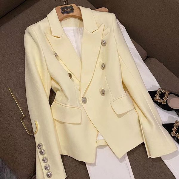 

b101 womens suits & blazers tide brand high-quality retro fashion designer presbyopic maze series suit jacket lion double-breasted slim plus, White;black