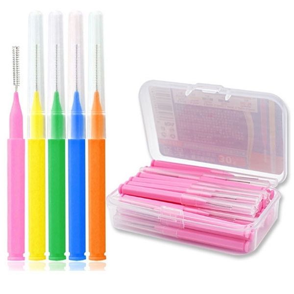 

60pcs 0.6-1.5mm interdental brushes health tooth push-pull escova removes food and plaque better teeth oral hygiene tool 220425
