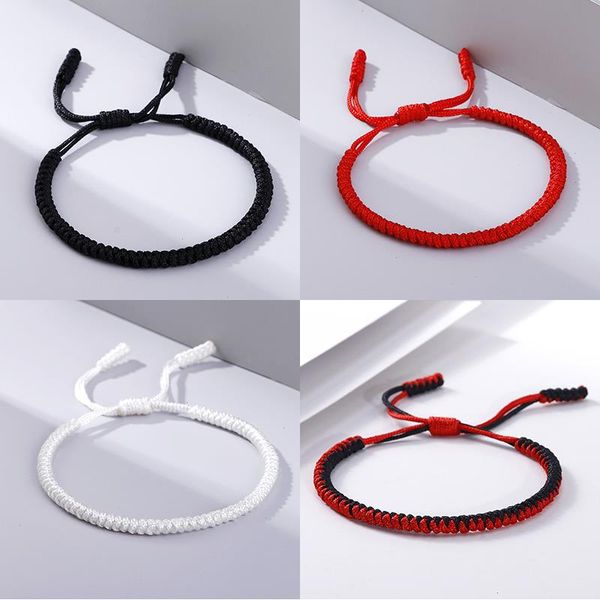 

black red white woven strand thread rope lucky bracelet women men charms bracelets jewelry for lovers friendship bangles