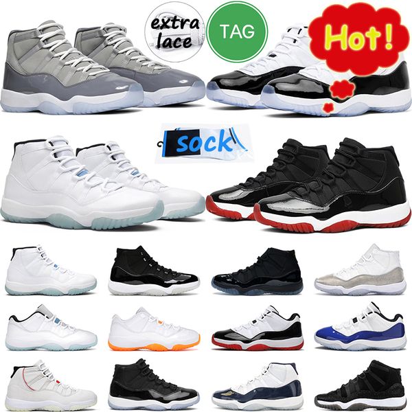 

11s retro basketball shoes men women cool grey cap and gown platinum tint 11 legend blue bright citrus concord outdoor mens trainer, Black