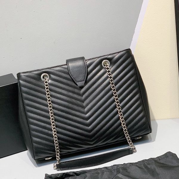 

shoulder back bag chain tote bag women handbag large shopping bag sheepskin leather handbag stripes purse high quaity