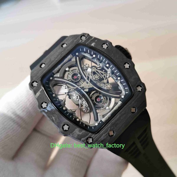 Vendita di orologi di alta qualità 44mm x 50mm RM53-01 PABLO MAC DONOUGH Scheletro NTPT Fibra di carbonio Trasparente Meccanico Automatico 323n